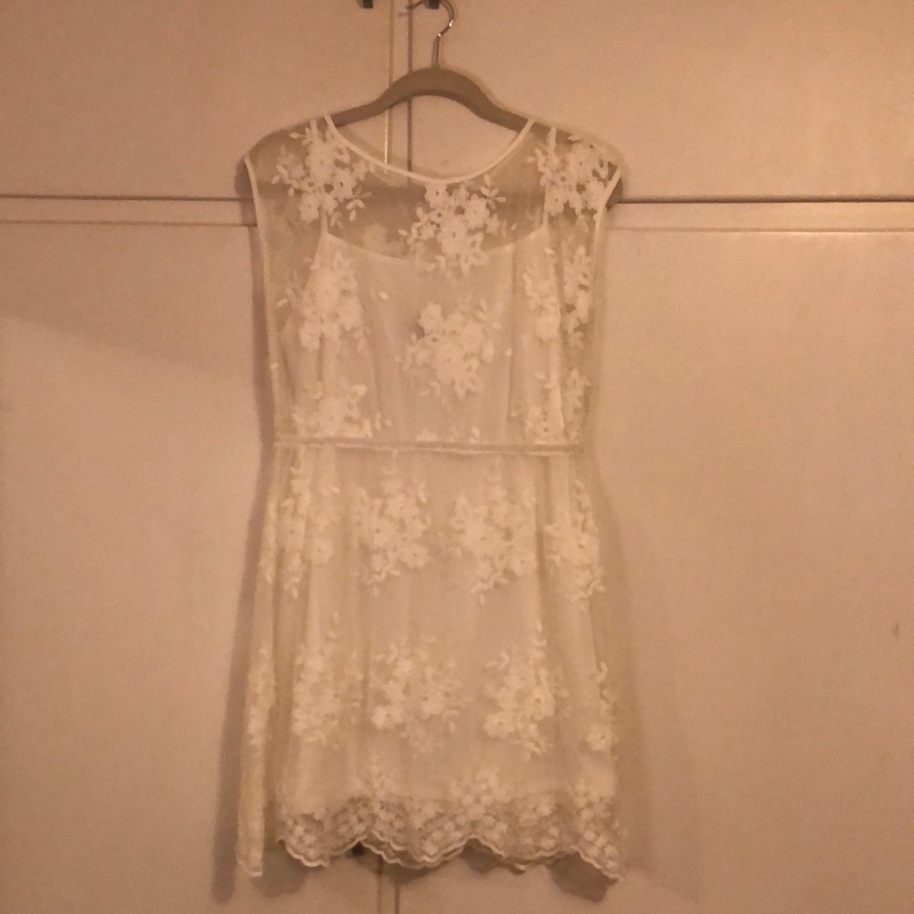 White lace mini dress